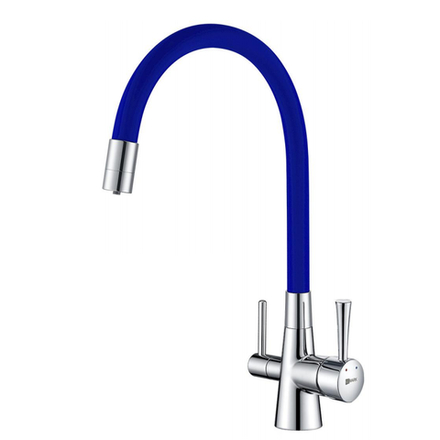 LM3075C-Blue COMFORT Смес-ль для кух, с гиб излив, с подключ к фильтру питьевой воды, хром/синий