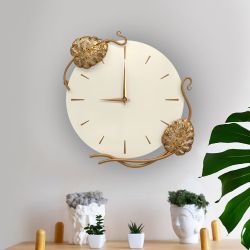 Часы настенные Monstera Deliciosa (Монстера) Колор Кремовый белый Амбер