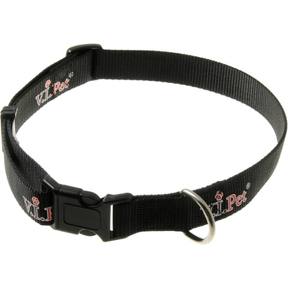 V.I.PET Ошейник нейлоновый для собак 25 мм с пластиковым фастексом, 35-70 см, чёрный