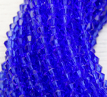 ББ018НН4 Хрустальные бусины "биконус", цвет:светло-синий прозрачный, размер 4 мм, кол-во: 95-100 шт.
