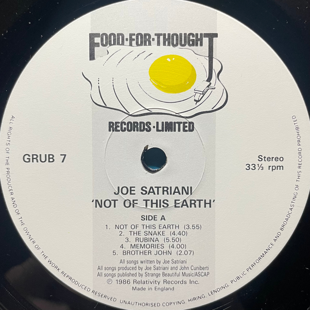 Joe Satriani ‎– Not Of This Earth (Англия)