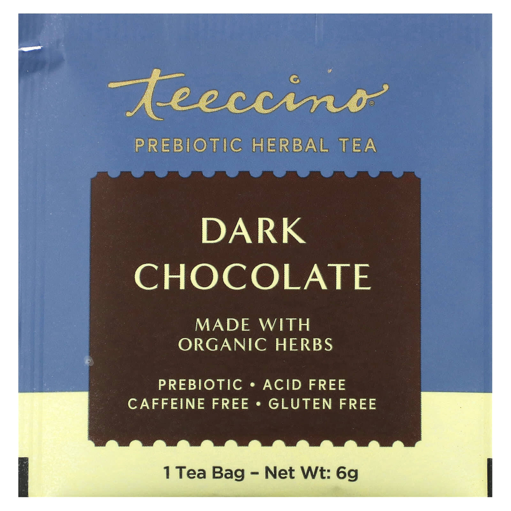 Teeccino, Травяной чай с пребиотиками, темный шоколад, без кофеина, 25 чайных пакетиков, 150 г (5,3 унции)