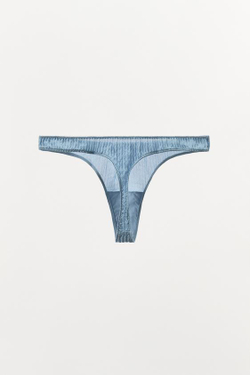 ZARA ТРУСЫ-ТАНГА ИЗ 100% ШЕЛКА С ЖАТЫМ ЭФФЕКТОМ LIMITED EDITION, ГОЛУБОЙ