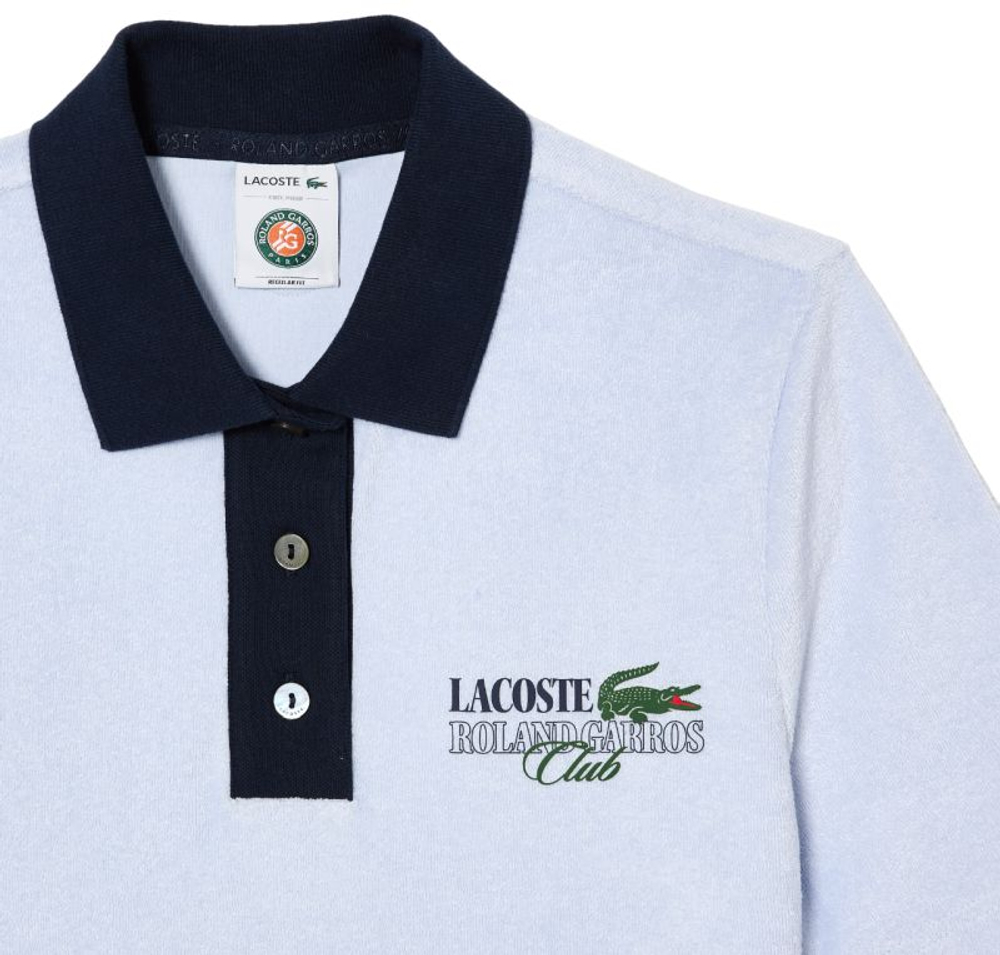 Женское поло Lacoste Roland Garros Edition Terry Knit Tennis - light blue/navy blue