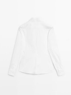 Massimo Dutti Эластичная рубашка из смесового хлопка, белый