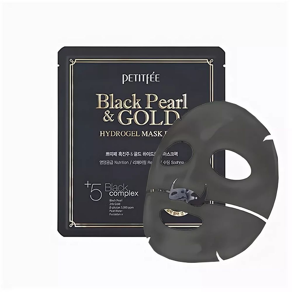 Гидрогелевая маска с золотом и черным жемчугом PETITFEE Black Pearl&amp;Gold Hydrogel Mask Pack