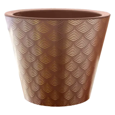 Кашпо для цветов пластиковое 5л d-23 см «Флейк» Мокко (фольга)
