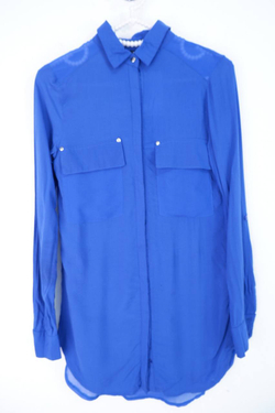 Рубашка Tally Weijl насыщенного синего оттенка маркировка 32, на 38-40 размер