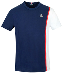 Мужская теннисная футболка Le Coq Sportif Saison 1 Tee SS No.1 M - bleu nuit/new optical white