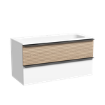 Тумба с раковиной Sancos Delta 100 см DL100W дуб светлый / матовый белый
