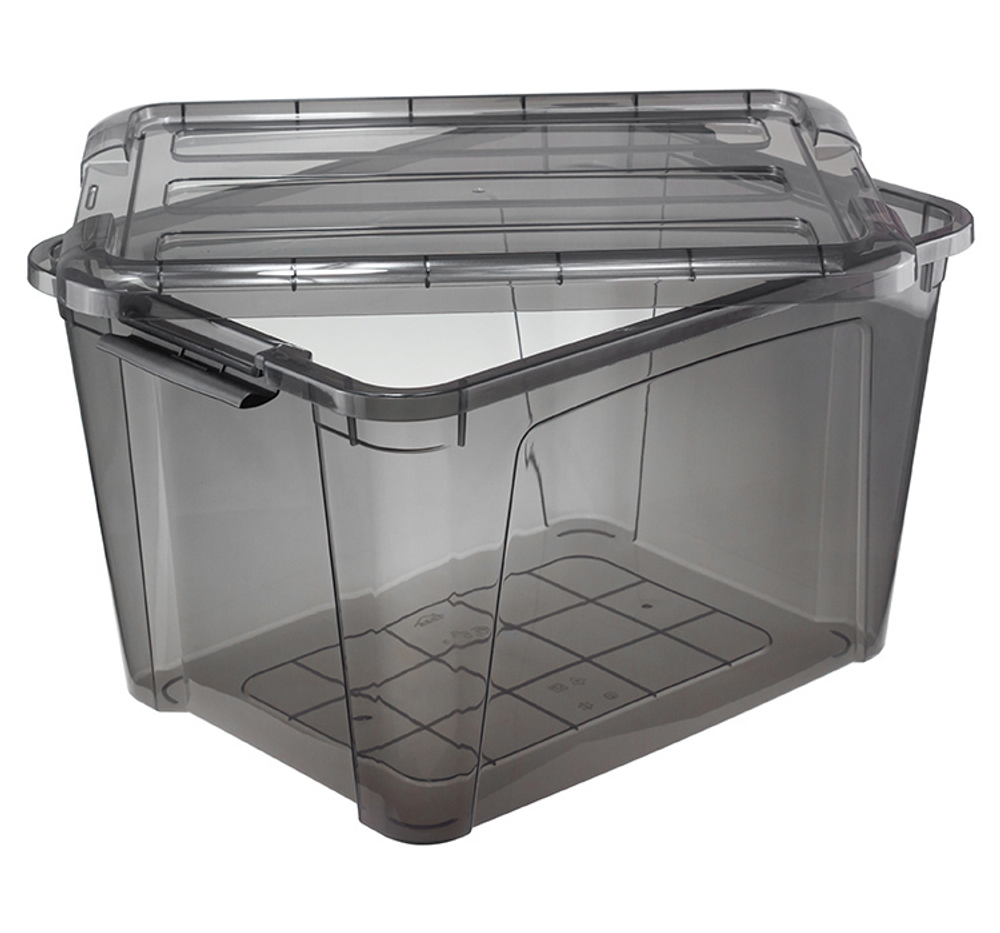 Ящик для хранения с замками КИП 15,5 л 375x285x230 чёрный прозрачный