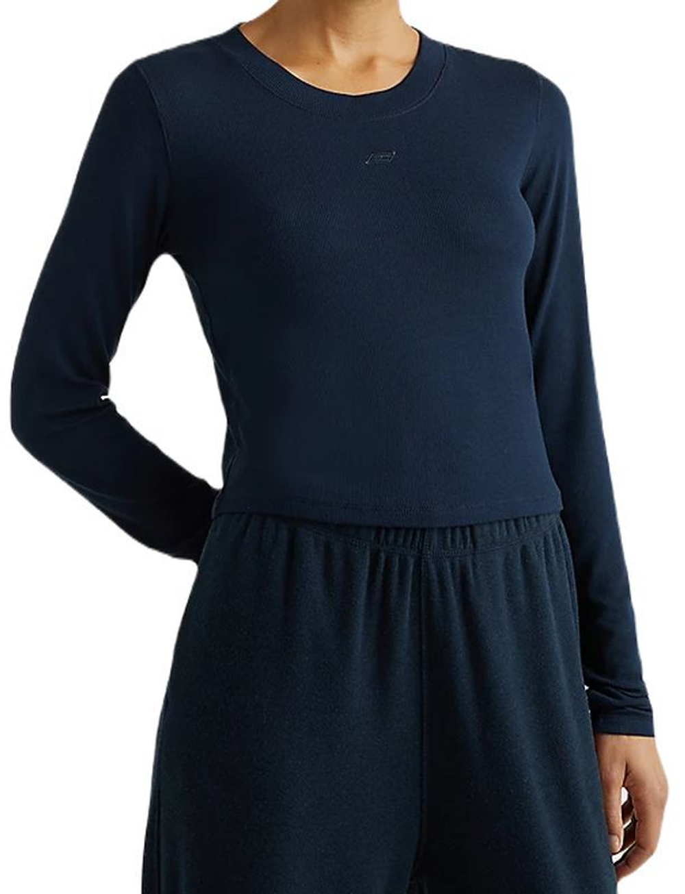 Женская теннисная футболка (dł. Рукава) Tommy Hilfiger Slim Soft Modal Rib Cropped Tee - Бирюзовый