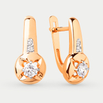 Серьги женские с фианитами из красного золота 585 пробы (арт. 026872-1102)
