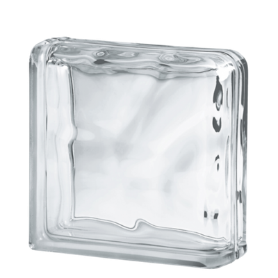 Завершающий стеклоблок бесцветный волна Vitrablok   19x19x8