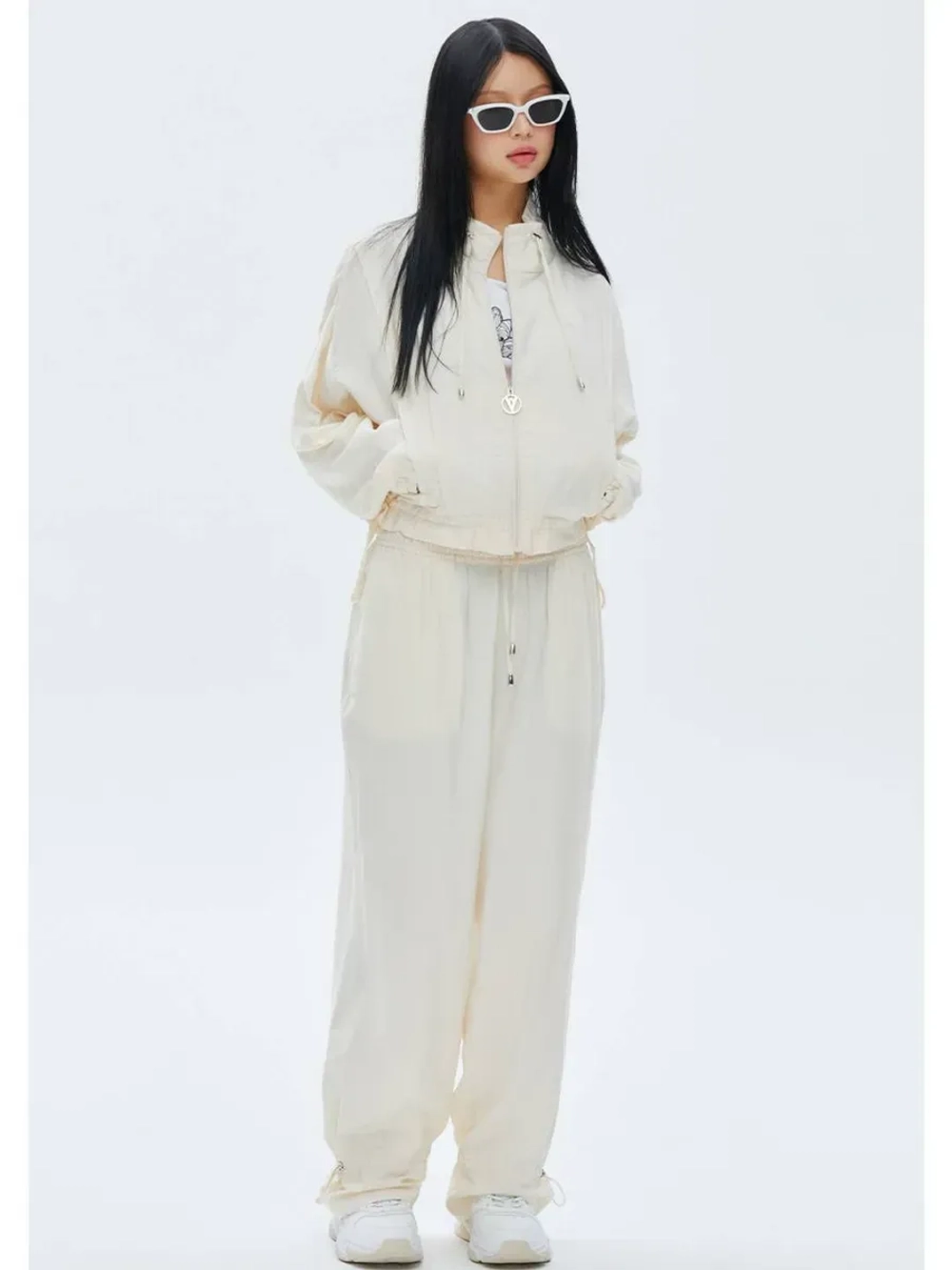 Брюки с высокой посадкой из вискозы и завязками на штанинах