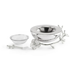 Икорница с ложкой Michael Aram Silver Orchid (21 см)