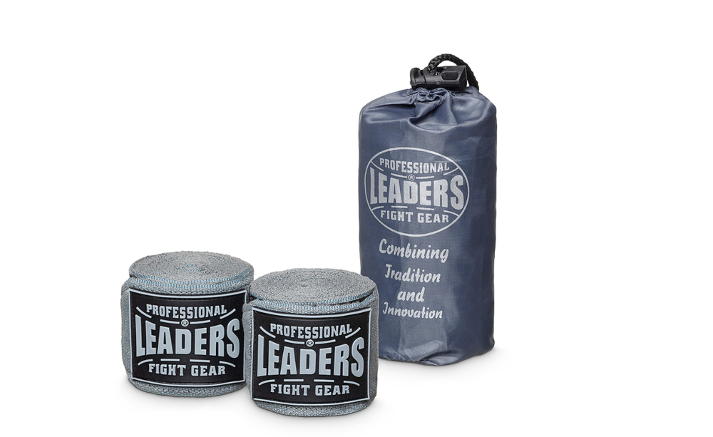 Бинты боксерские LEADERS PRO 84/16  ( 84% PV/16% нейлон, серый)