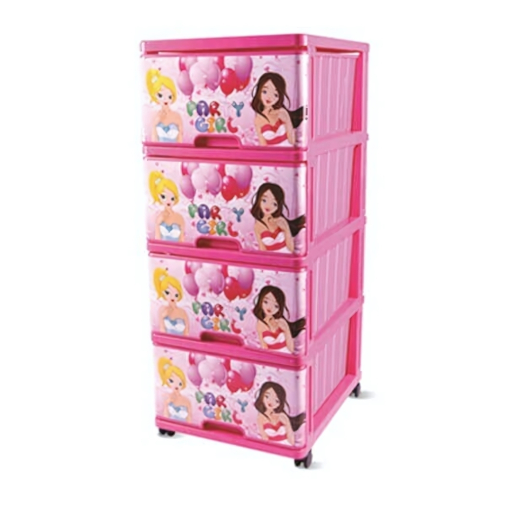 Комод 4 ящика с рис "Девочки на празднике"