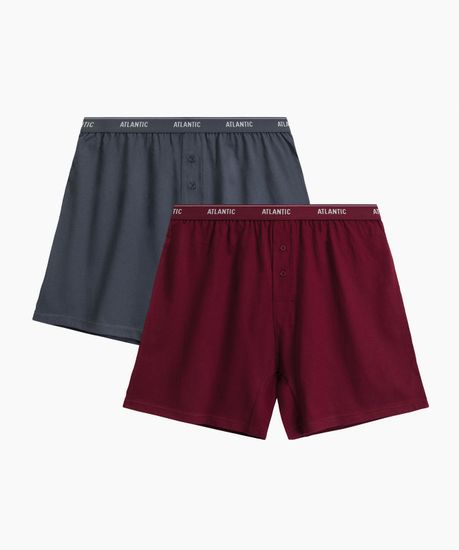 Трусы (2 шт) мужские семейные Atlantic 2RMX-001, хлопок, графитовый + каберне