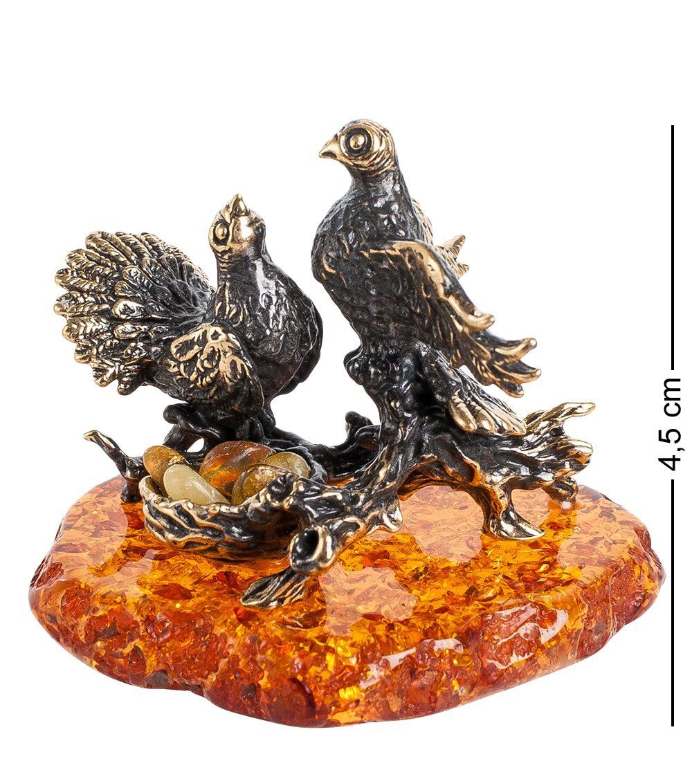 Народные промыслы AM-1257 Фигурка «Голубки на гнезде» (латунь, янтарь)