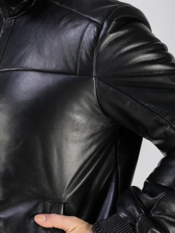 Куртка пуховик из натуральной кожи утепленная короткая