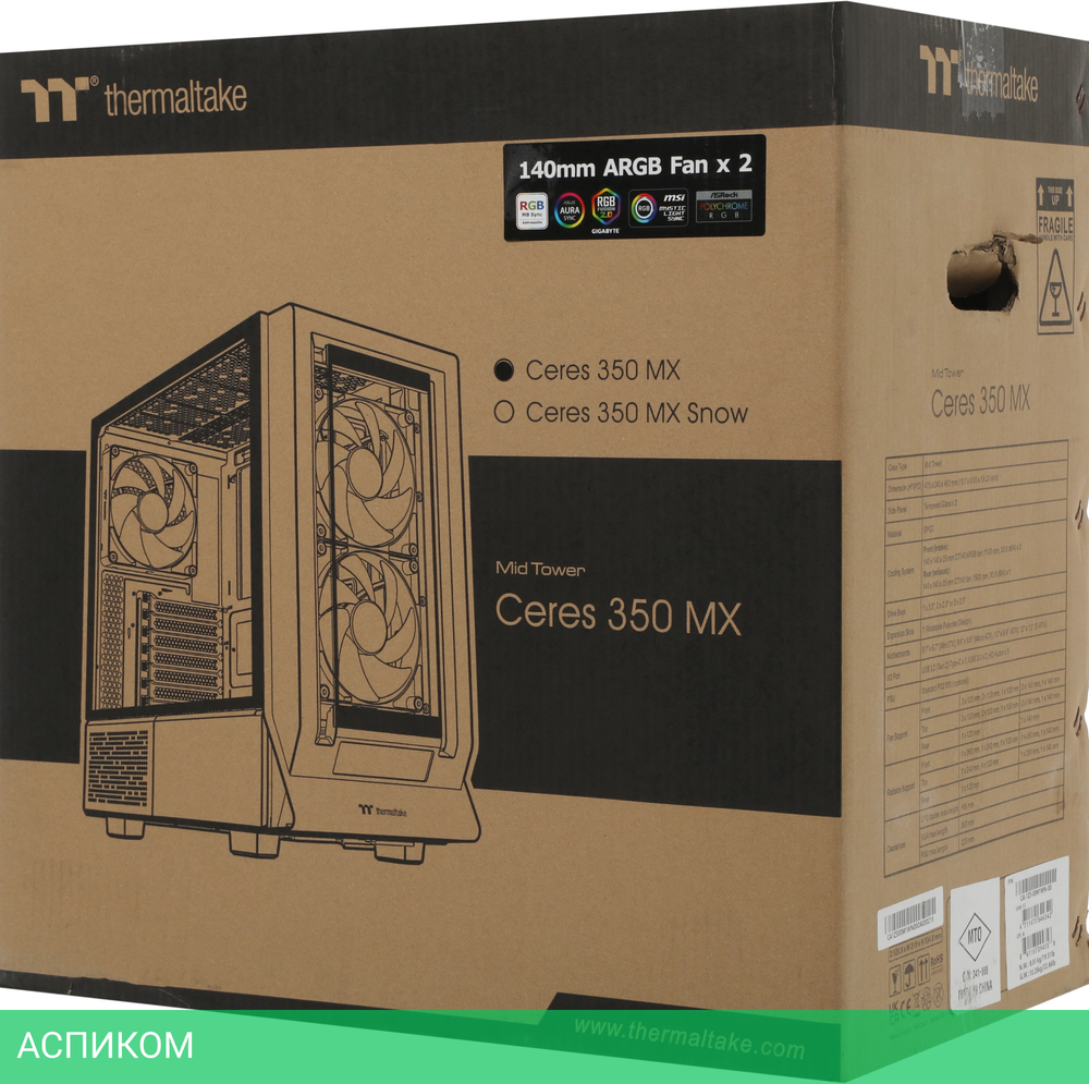 Корпус Thermaltake Ceres 350 MX E-ATX без БП черный (CA-1Z3-00M1WN-00)