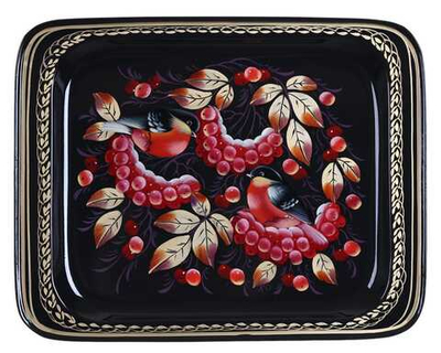 Жостовский поднос декоративный, размер 33х26 см (A13), металлический