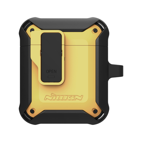 Чехол желтого цвета от Nillkin для наушников AirPods 1 и 2, серия Bounce Case, с карабином