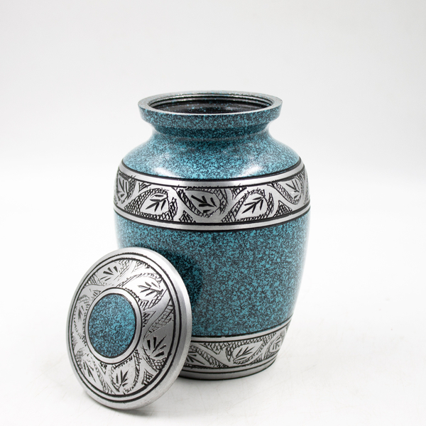 Мини-урна для праха металл "Голубой гранит" 15 см