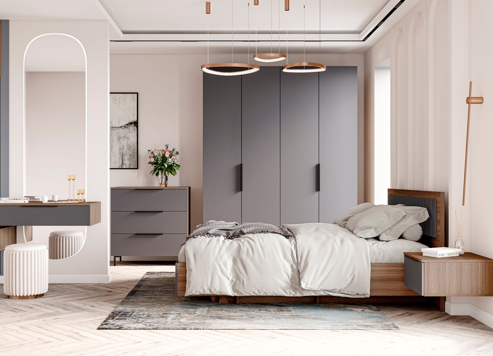 МС Роза Шкаф 900 Орех Франклин/Ройс Графит скин