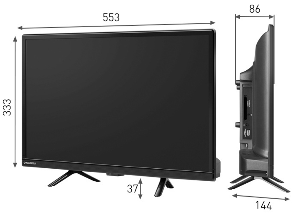 Телевизор MAUNFELD 24" Телевизор MLT24H01, HD 53 см черный