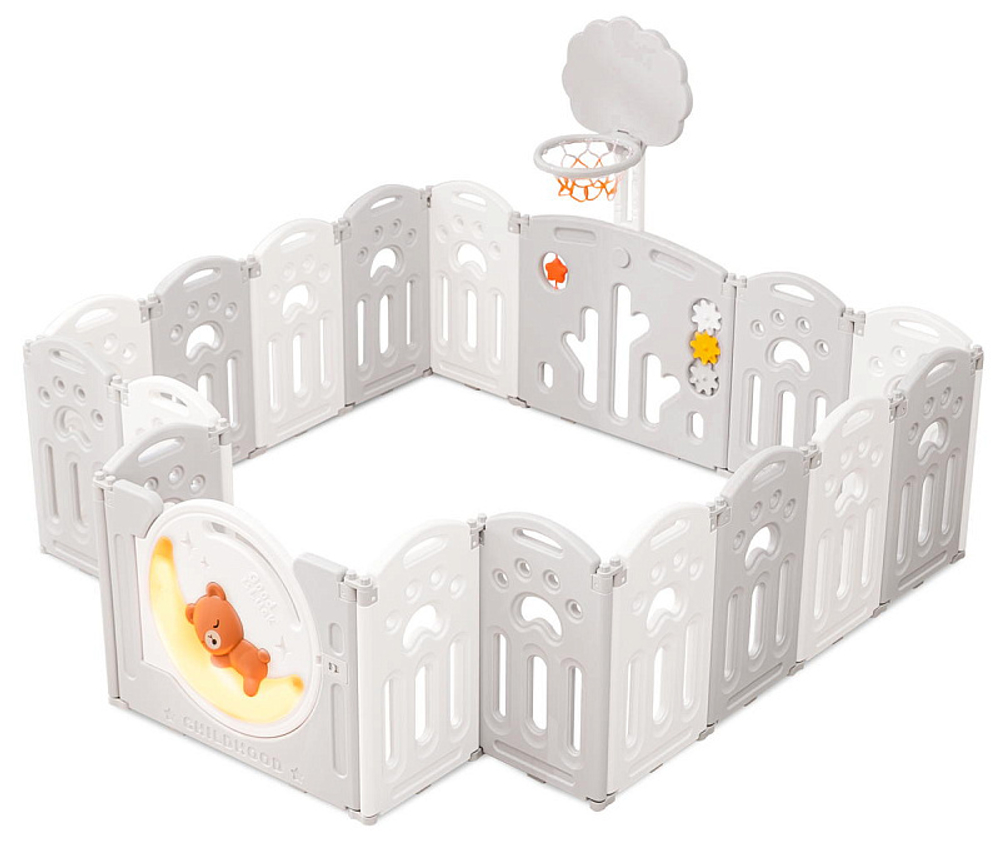 Манеж UNIX Kids DeLuxe Grey, 150x180 cм с игровыми аксессуарами