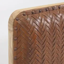 Изголовье подвесное Natesa из массива тика и кожи 163x60 см