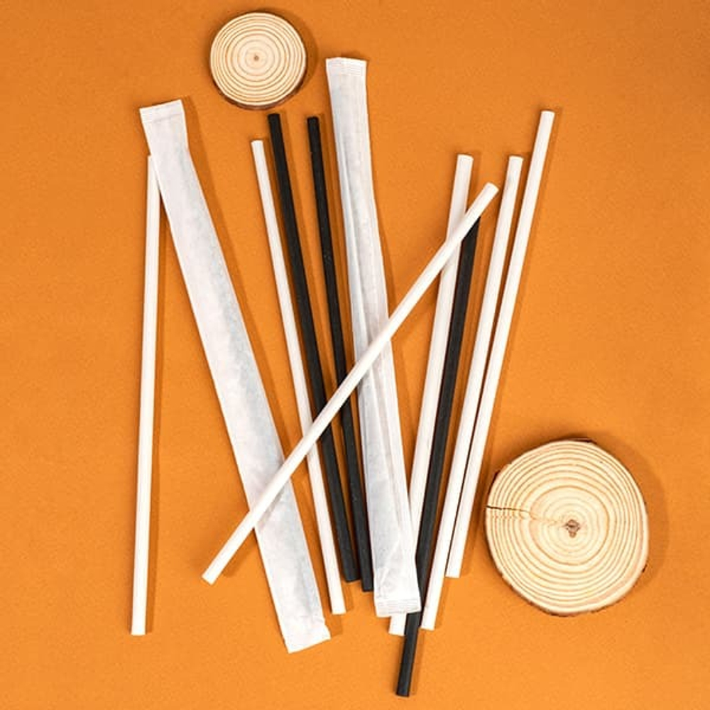 Черные трубочки «EcoPack» - 200 шт. (Цвет: черный)