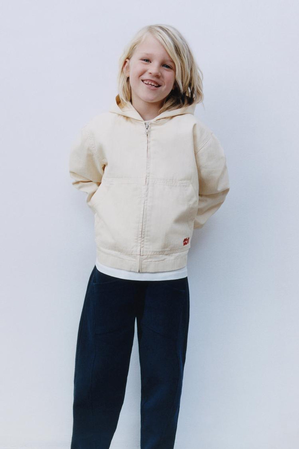 ZARA КУРТКА-РУБАШКА С КАПЮШОНОМ, ЭКРЮ