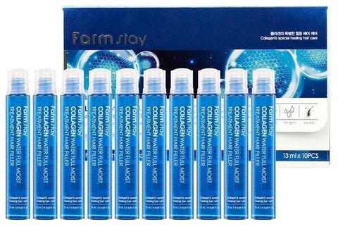 FARMSTAY ФИЛЛЕР ДЛЯ ВОЛОС И КОЖИ ГОЛОВЫ УВЛАЖНЯЮЩИЙ С КОЛЛАГЕНОМ ДЛЯ ВОЛОС COLLAGEN WATER FULL MOIST TREATMENT HAIR FILLER, 13 ML * 10 PCS