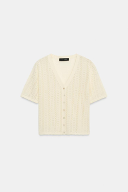 ZARA КАРДИГАН С КОРОТКИМИ РУКАВАМИ, ВАНИЛЬНЫЙ