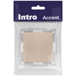 Переключатель Intro Accent 6-107-04 двойной, 10А-250В, IP20, СУ, AL/CU, шампань