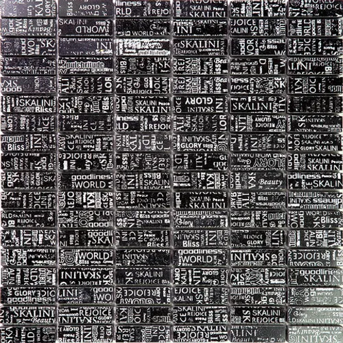 IMS-8 Итальянская мозаика мрамор Skalini Impress черный серебряный темный прямоугольник