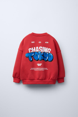 ZARA ХУДИ С ПРИНТОМ, КРАСНЫЙ