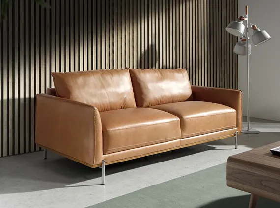 Трехместный диван Angel Cerda 5607-3P, коричневая кожа