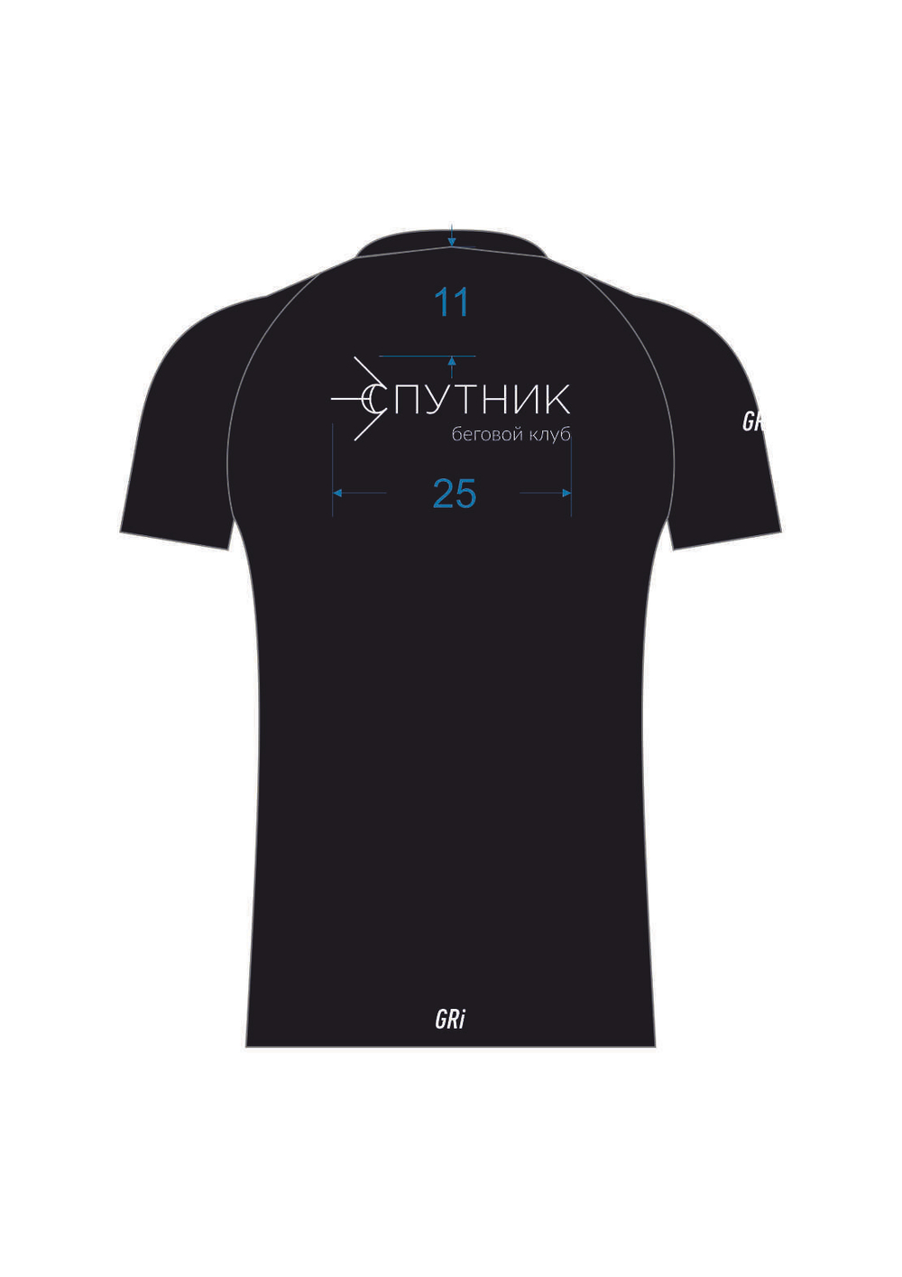 Футболка клубная, Gri Спутник, черная, мужская