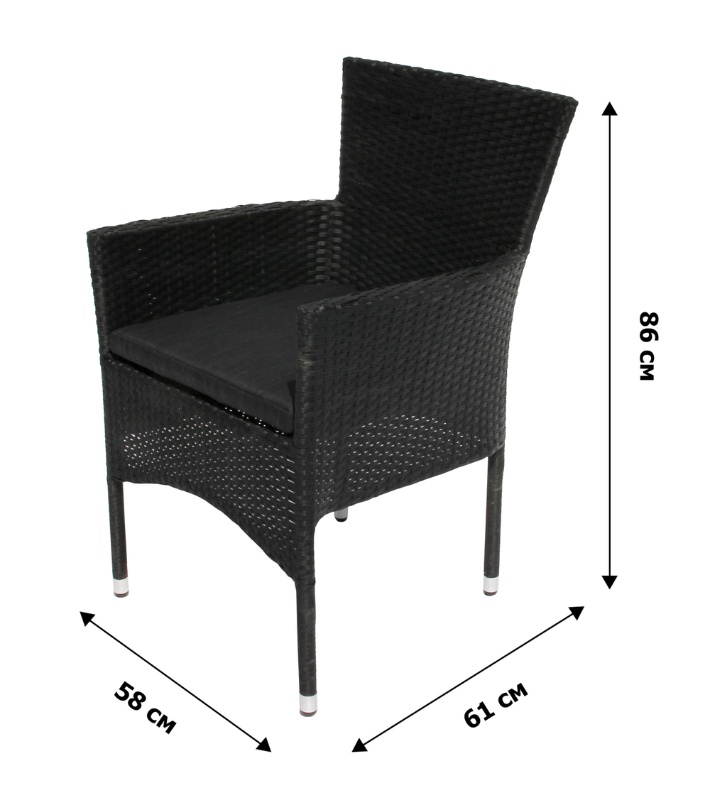 Набор мебели Garden Story Аскер мини 4 уп.(2 Стул Garden Storyа Аскер с под.+стол 70см 2 уп., каркас черн, ротанг черн.)