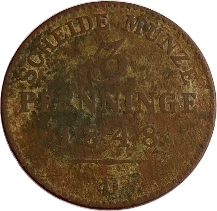 3 пфеннига 1848 Германия (Пруссия) "D"