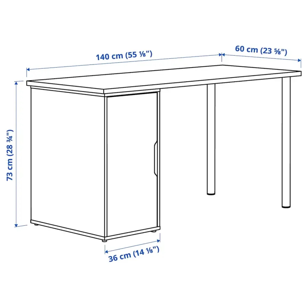 Письменный стол с ящиком - IKEA MITTCIRKEL/ALEX, 140х60 см, под беленый дуб/белый, МИТТКЕРКЕЛ/АЛЕКС ИКЕА