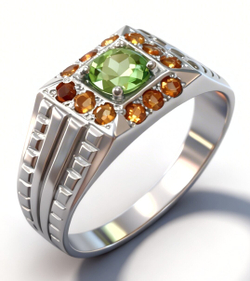 Ювелирное кольцо из серебра 925 пробы,вставка цитрин,хризолит,размер19