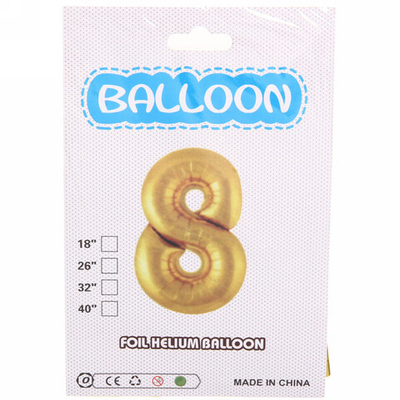 Шар фольгированный 45 см “Цифра 8” (золото)