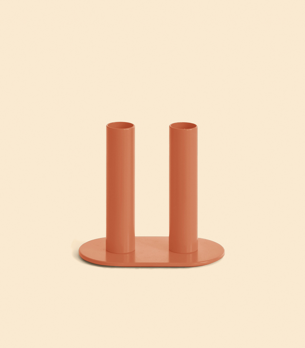 Подсвечник – Огонь двойной, Персиковый, 12,5 см | Delo