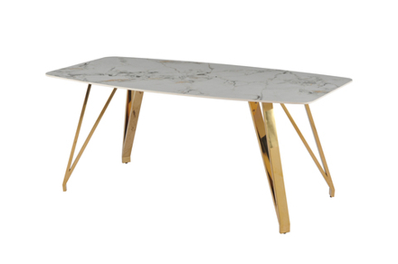 Стол обеденный Ist Casa Соар-2, 160х90х76 см, серо-золотая керамика, золото