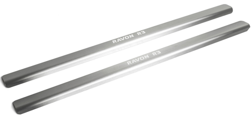 Накладки на пороги Rival для Ravon Nexia R3 2016-н.в., нерж. сталь, с надписью, 2 шт., NP.1302.3